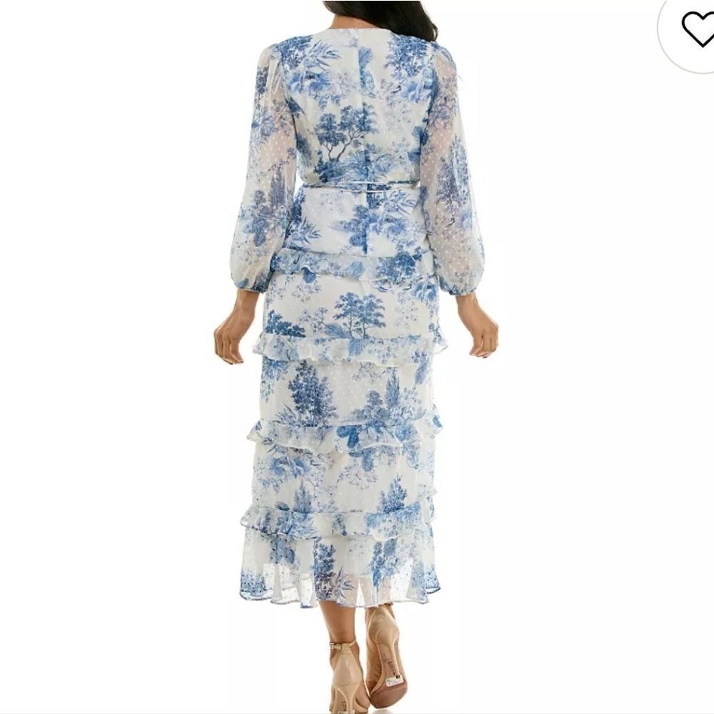 Women's Maison Tara Toile Surplice Tiered Ruffle Maxi DRESS - Picture 5 of 7